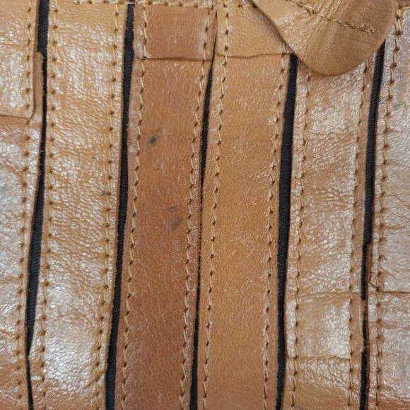 Akira Black Label Tan Leather Ruffled Clutch Purse w/Strap Small - Picture 8 of 13